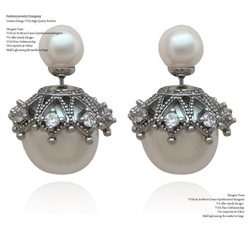 Серьги-пусеты из серебра 925 пробы с ретро французским жемчугом - Универсальные, Элегантные, Нишевый стиль люкс