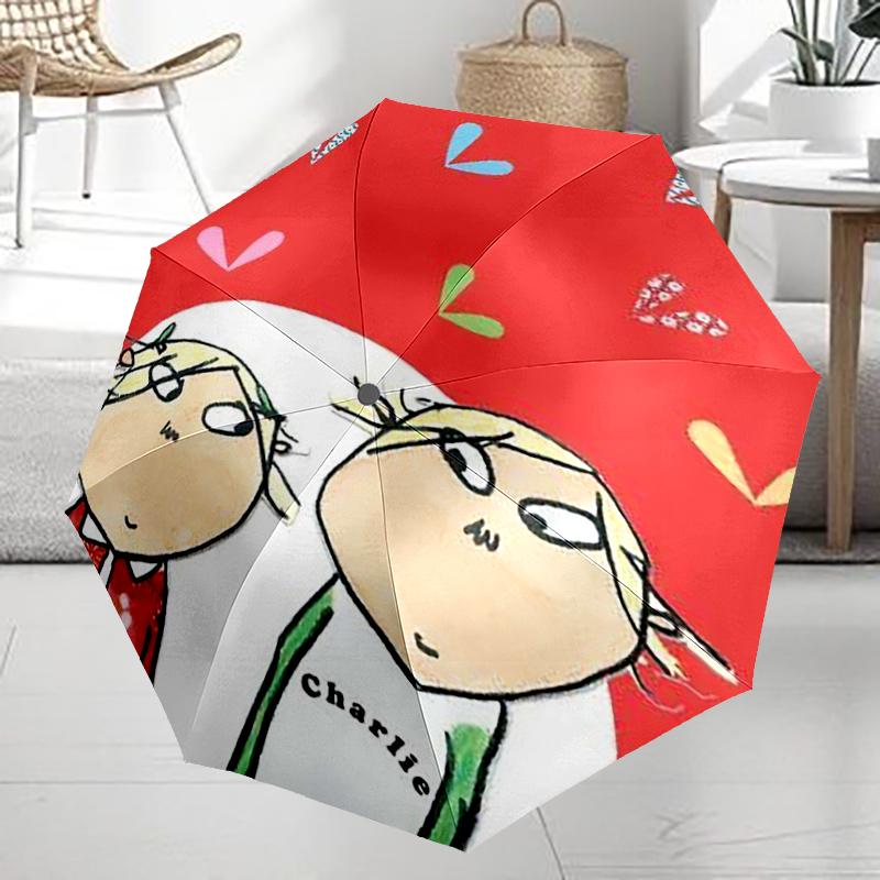 Charlie and Lola Theme Automatic Umbrella, Lightweight & Portable, 8 Rib, Perfect for Outdoor Travel, Birthdays, Christmas, Gifts.