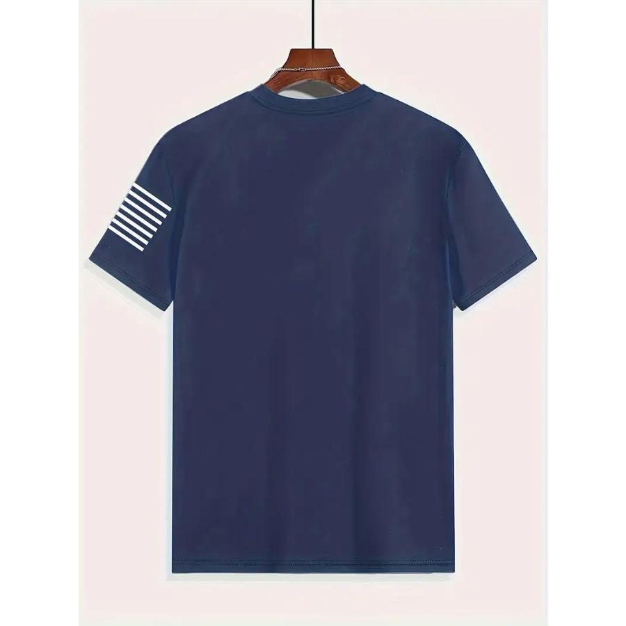 Мужская повседневная футболка с графическим принтом и коротким рукавом, с круглым вырезом - яркий дизайн флага, дышащая ткань, свободный крой, незаменимая вещь для летнего отдыха на открытом воздухе