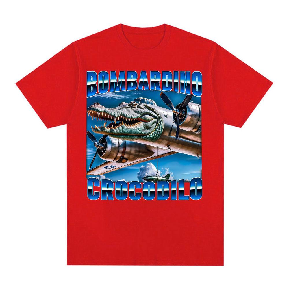 Bombardino Crocodilo Смешной Крокодил Самолет Бомбардировщик Мем Футболки для Унисекс Женщин Летний Поп Модный Тренд Оверсайз Хлопковая Футболка