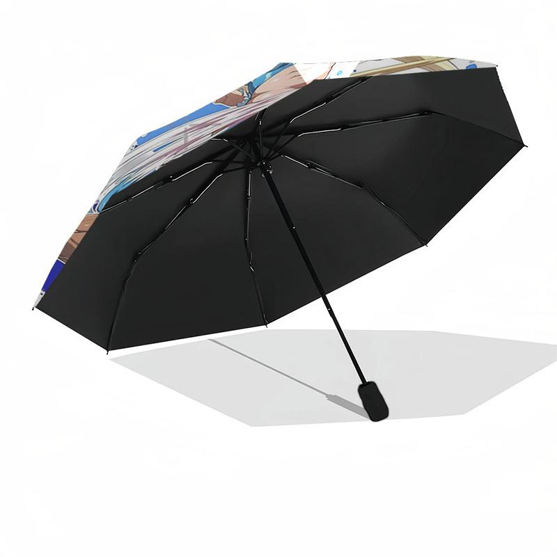 1pc Street Fighter Auto-Open Close Outdoor Umbrella - Portable 3-Fold Design with 8-Bone Iron Frame - Outdoor for Fans, Travelers, Daily Use, Gif