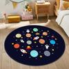 Круглый ковер-мат на космическую тему, коврик, украшение для дома, ковер для детской комнаты с рисунком астронавта, ракеты, планет, противоскользящий коврик для пола, ковер для спальни
