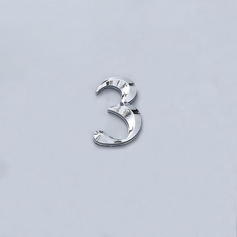 House Number Stickers 3D Self Adhesive Door Plate Sign Digits Apartment Hotel Office Door Address ABS Plastic Label 5cm Silver