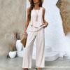 Layer Double Women Sleeveless Vest And Pants Set Casual Solid Two Piece Outfit Fashion Daily Matching Suit