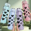 1PC Forest Fox Misty Woods Scenery 750ml Color Plastic Sports Water Bottle Leakproof Flip Straw Lid Suitable for Sports Office Home Use
