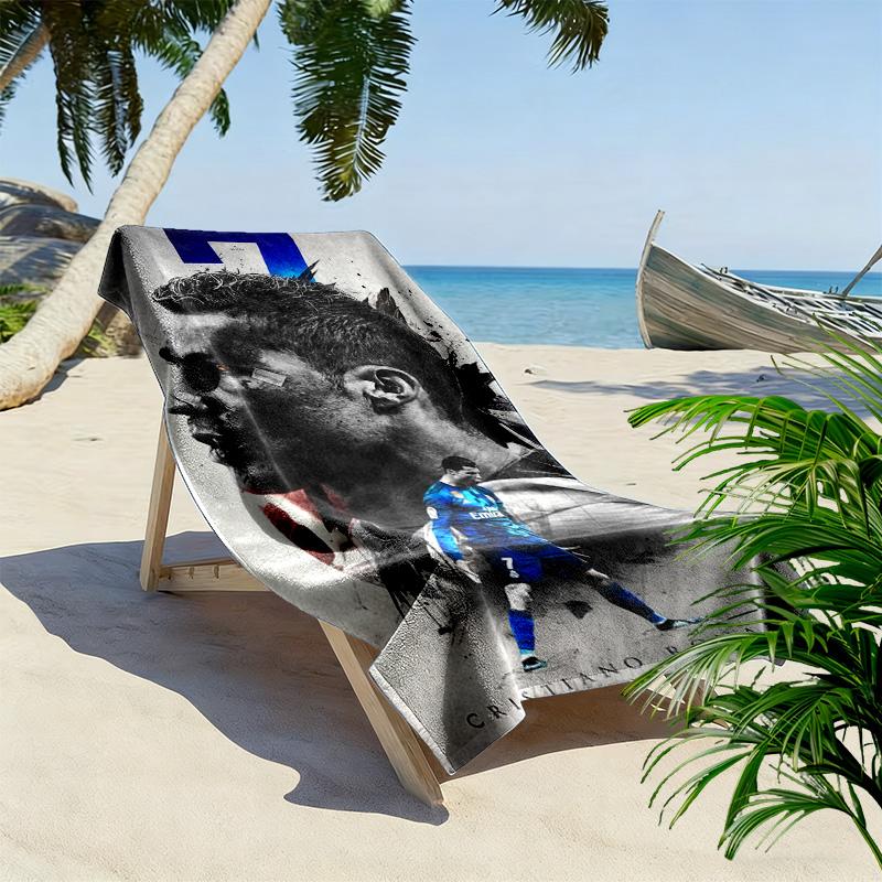 Cristiano Ronaldo: Legend Football beach towel Portable for travel Outdoor camping quick-drying swim towel Absorbent bath towel Outdoor pool towel