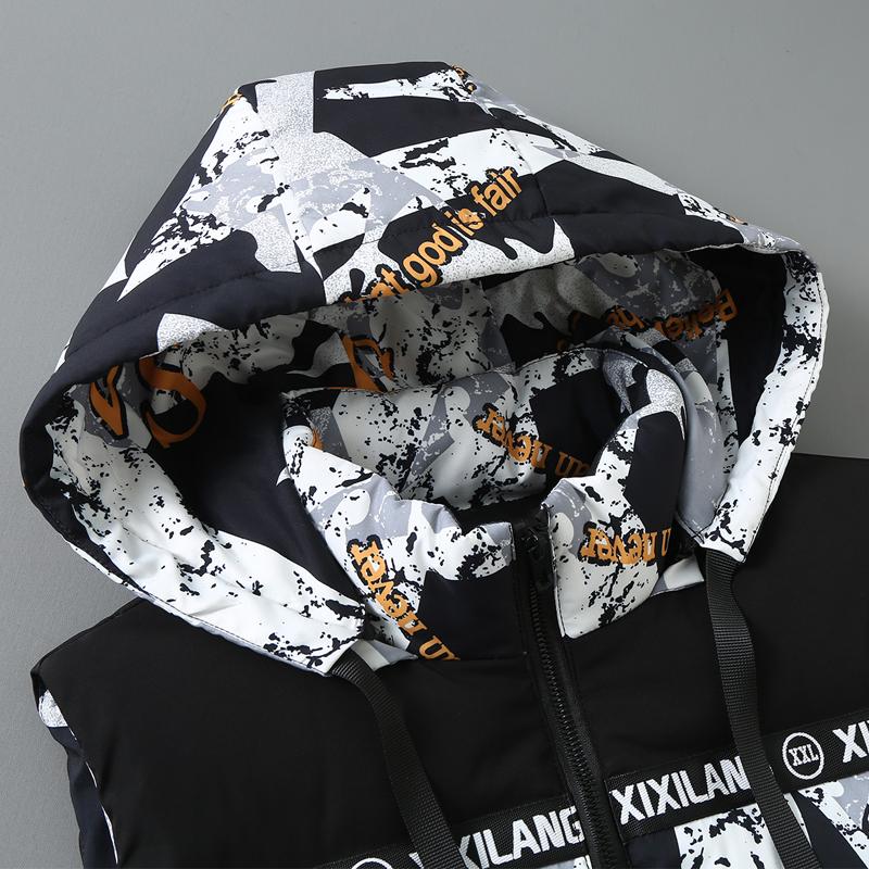 S-8XL плюс размеры Мужская куртка без рукавов Зимняя повседневная жилетка без рукавов с хлопковой подкладкой и капюшоном Мужской теплый камуфляжный жилет