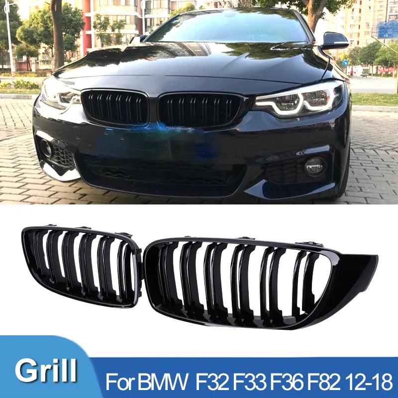 Car Front Bumper Grille Racing Grill For BMW 4 Series F32 F33 F36 M3 F80 M4 F82 12-18 Dual-Slat Glossy Black Accessories