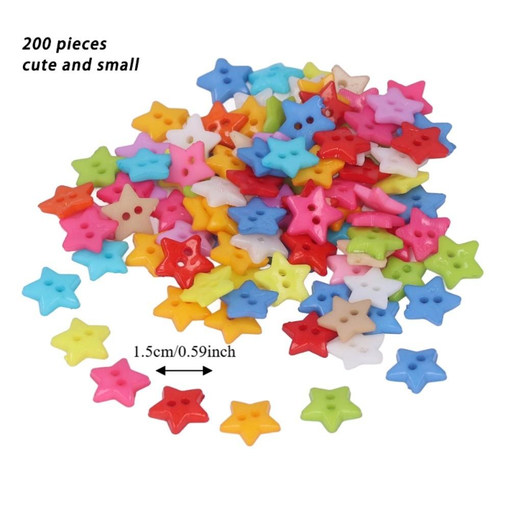 200pcs Assorted Colors Star Buttons Small Size Sewing Buttons Decorative Buttons Sewing Decoration
