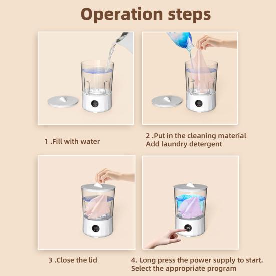 Underwear Washer Mini Washing Machine Digital Display Large Capacity Low Noise Easy To Operate Cordless Laundry Machine