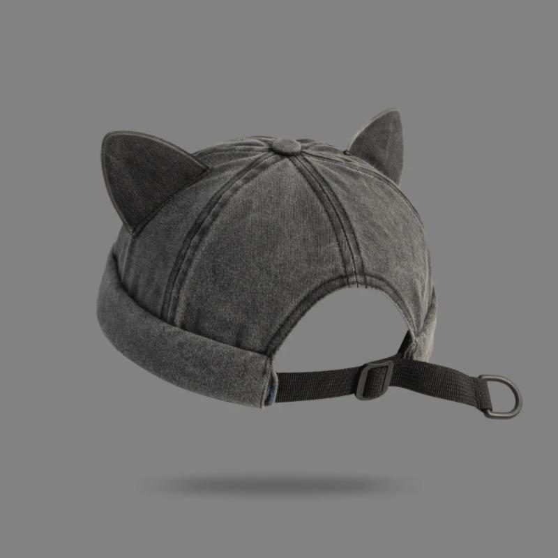 Cute Sweet Cat Ear Brimless Hat Personalized Casual Solid Color Hat Breathable Washing Retro Men and Women Universal Hat