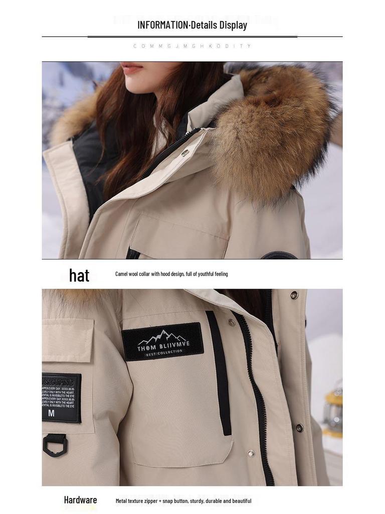 2025 Winter Goose Down Jacket: Black Long Coat with Fur Collar for Men & Women