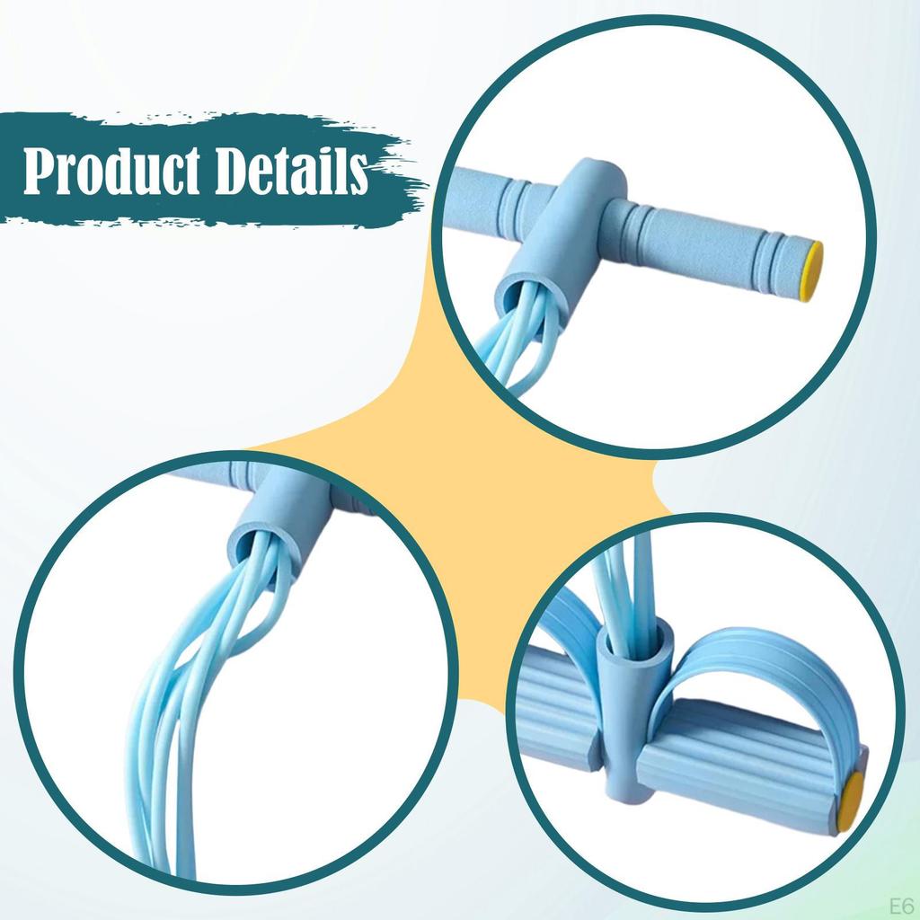 Elastic Pedal Puller Resistance Band Ankle Full Body Workout Tension Rope 6 Tube Pull