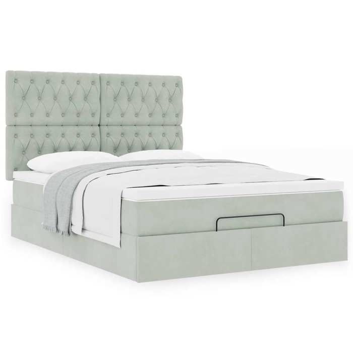 Maison Exclusive - Cadre de lit ottoman et matelas gris clair 140x190 velours