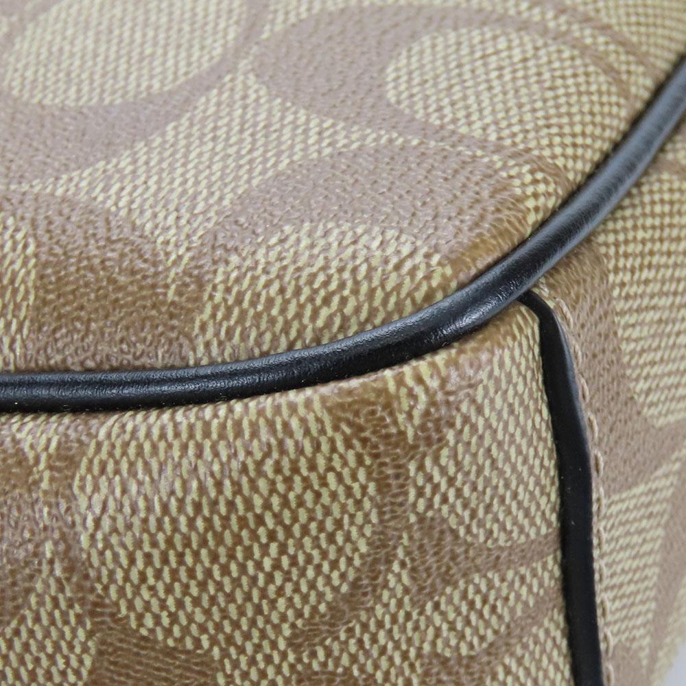 Used COACH Shoulder Bag F50715 Signature PVC/leather Beige Black Diagonally Hung