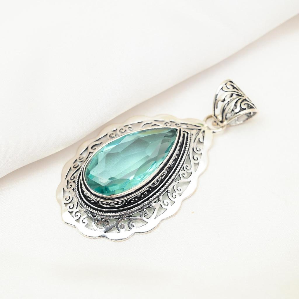 Подвеска Aqua Apatite, кулон из стерлингового серебра 925 пробы, ювелирные изделия ручной работы с драгоценными камнями, подарки для жены, абсолютно новый кулон