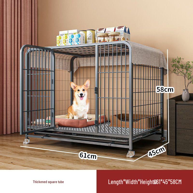 Маленькая клетка для собаки с туалетом для корги, сиба-ину, бишона фризе, французского бульдога, тедди