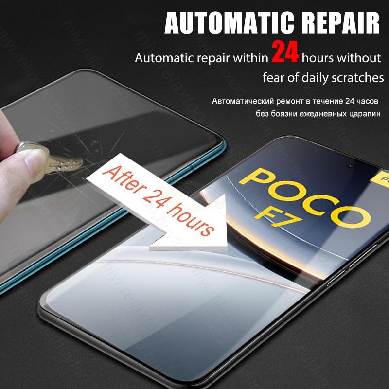 6 в 1 999D Гидрогелевая пленка для Xiaomi Poco F7 5G Изогнутые защитные стекла на PocoF7 Poko Little F7 F 7 Ultra Pro 7F Стекло для камеры
