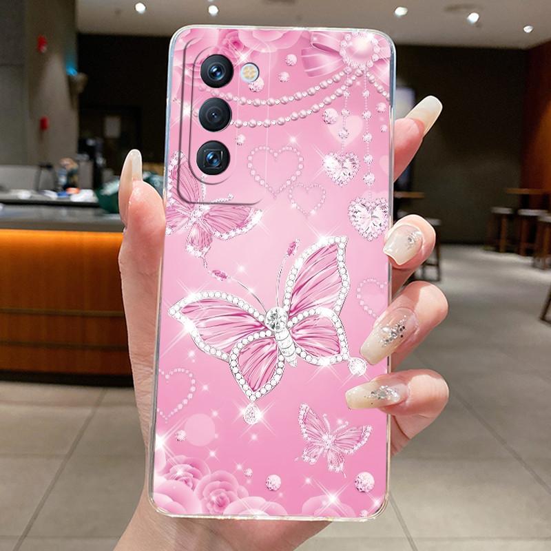 Чехол для Tecno Camon 18 Premier CH9n Модный с бабочками и цветами Мягкий силикон Прозрачная задняя крышка Чехол для телефона Tecno Camon 18 Premier
