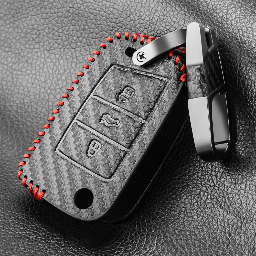 Кожаный чехол для автомобильного ключа с полным покрытием, защитная сумка для VW Volkswagen Polo Tiguan Passat Golf Jetta Lavida Skoda Octavia