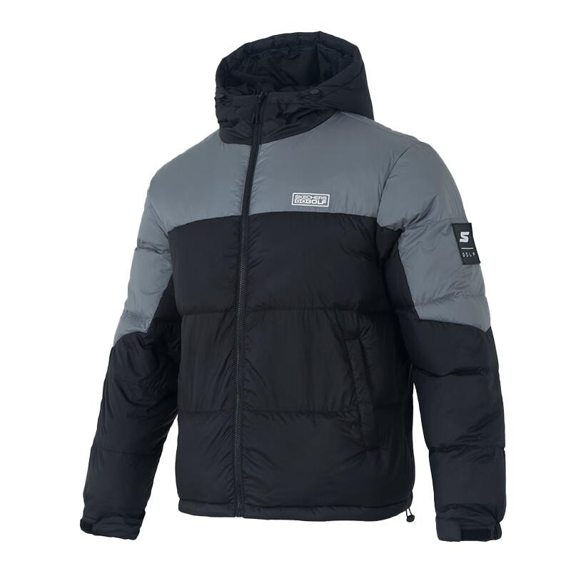 Skechers Серия Go Golf Теплая куртка-толстовка на молнии с капюшоном, утиный пух, унисекс, верхняя одежда P425U091-01TS
