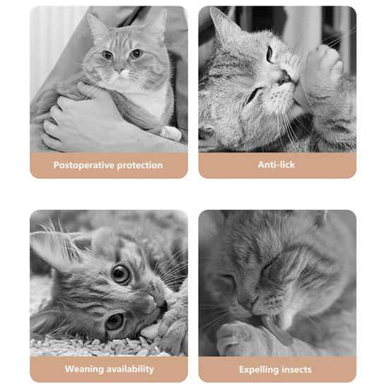 Cartoon Print Cat Recovery Suit Elastic Neck Back Bandage Breathable Cat Onesie Surgery Recovery Suit Female Cat Spay Recovery Suit