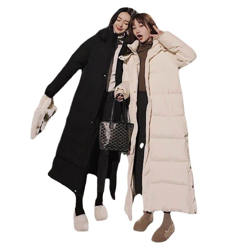 Супер длинное до щиколотки выше колена вниз хлопковое пальто женское Dongxin свободное утолщенное пальто-пуховик хлопковое пальто