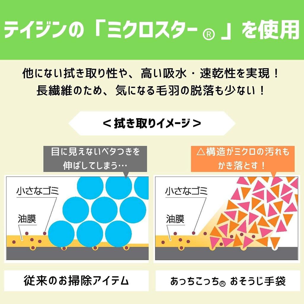 Teijin Acchi Cleaning Gloves Green Made In Japan Microfiber Kocchi®