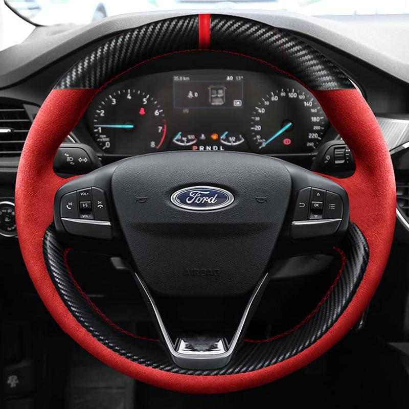 DIY Car Steering Wheel Cover 100% Fit For Ford Focus 4 Fiesta 17-19 Tourneo 2018 New Focus Car Accessories
