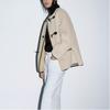 Zara Minimalist Comfortable Round Neck Drop Shoulder Long Sleeve Coat Women Coats Beige 8372300-712