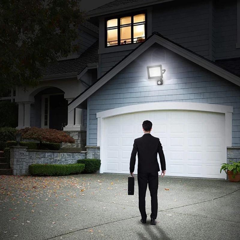 Светодиодный прожектор, уличный светильник, датчик движения PIR, настенный светильник 220 В, водонепроницаемые прожекторы 50 Вт 100 Вт, отражатель, садовое уличное освещение