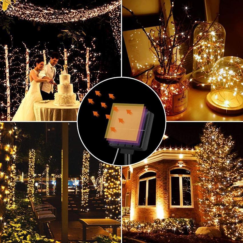 8-function Solar Led Copper Light String Outdoor Waterproof Courtyard Christmas Day Decorative Light String
