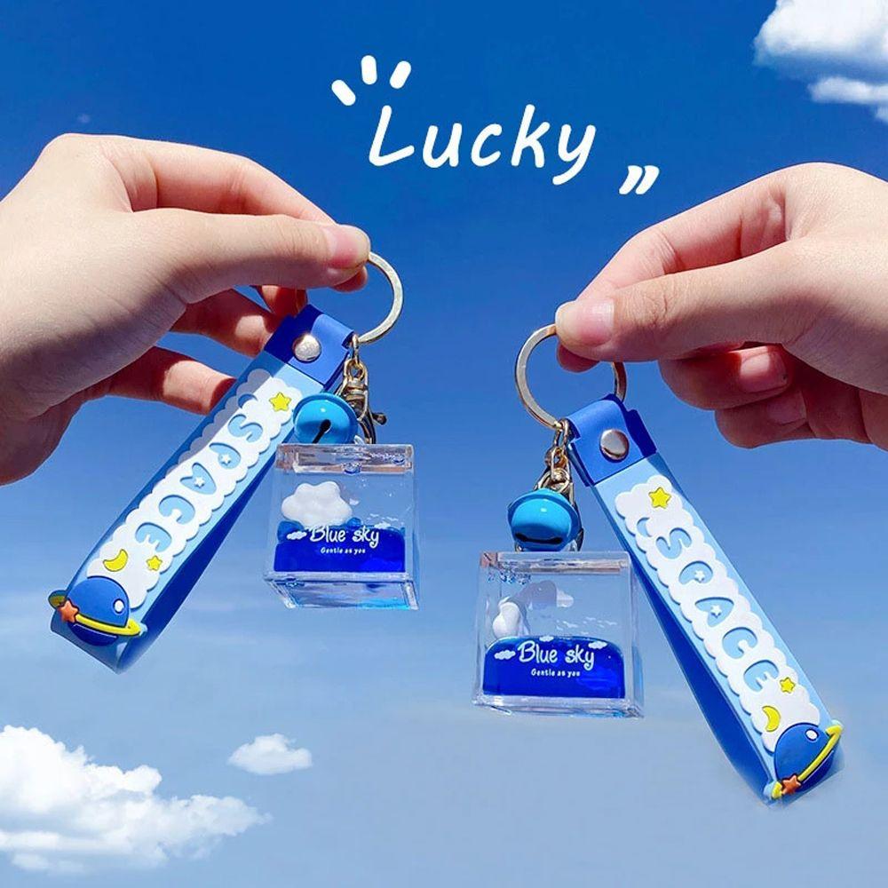 Подвеска Blue Sky Oiled Accessories Quicksand Keychain Car Key Ring Square Bottle Acrylic Keyring