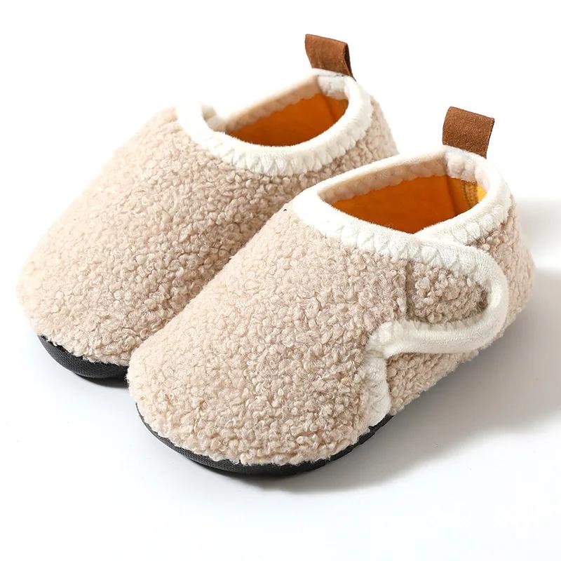Pantuflas Детские хлопковые тапочки, теплые, детские, зимние, для дома, для мальчиков и девочек, плюшевые, для дома, мягкая подошва, нескользящая, хлопковая обувь