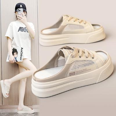 K8711 Новые сетчатые полутапочки, летние полые дышащие повседневные тапочки на толстой подошве, сандалии, обувь для доски