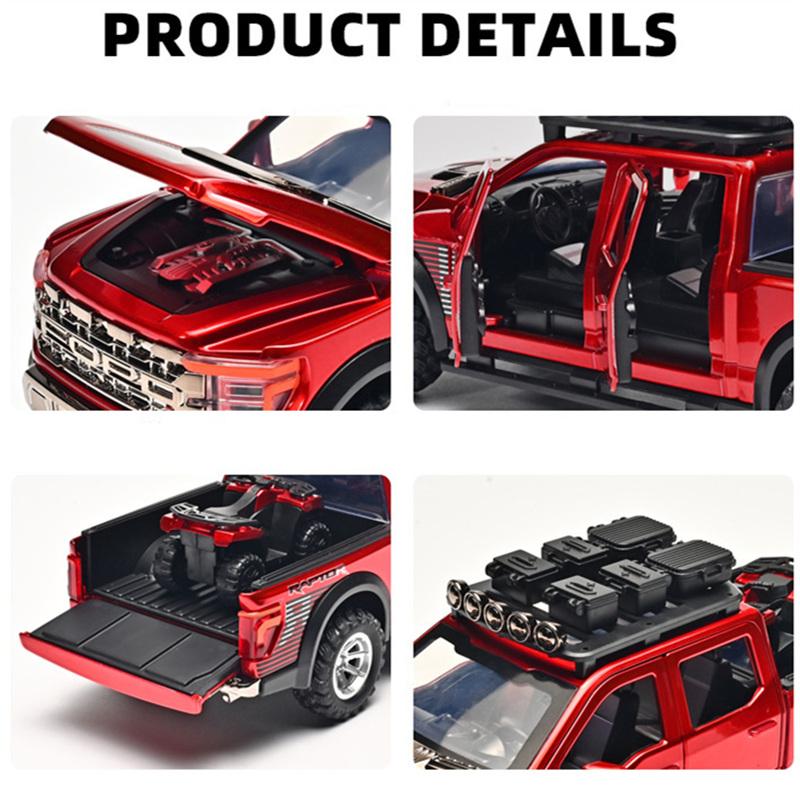 1/24 Ford Raptor F150 Сплав Пикап Модель Машины Литые Металлические Внедорожники Модель Машины Звук и Свет Симуляция Детская Игрушка Подарок