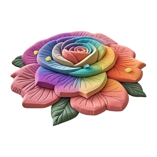 3D Visual Flower Shaped Floor Mat Non Slip Floral Bathroom Rug Super Absorbent Illusion Carpet for Tub Shower Bedroom Kitchen