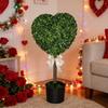 1/2Pcs Artificial Heart Topiary Tree Love Heart Topiary Stake with Rainbow Bow Indoor Outdoor Garden Porch Faux Shrubs Plants