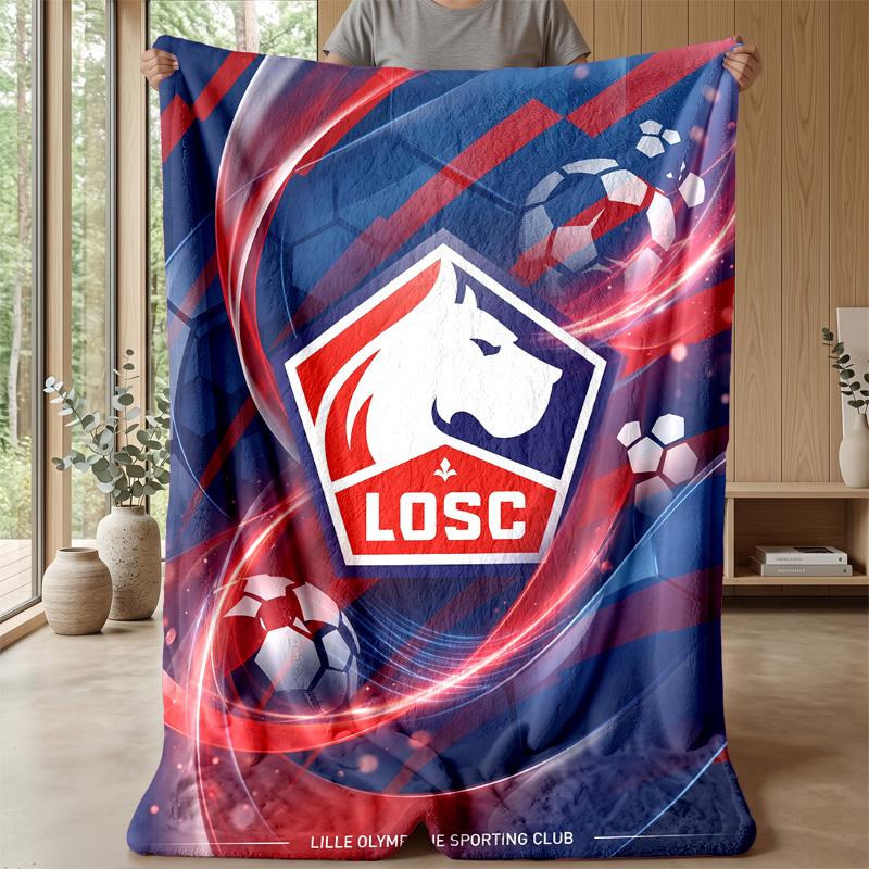 LOSC Lille FC Soft Flannel Fleece Blanket Lightweight Cozy Warm Throw Blanket For Sofa Bed Home Decor