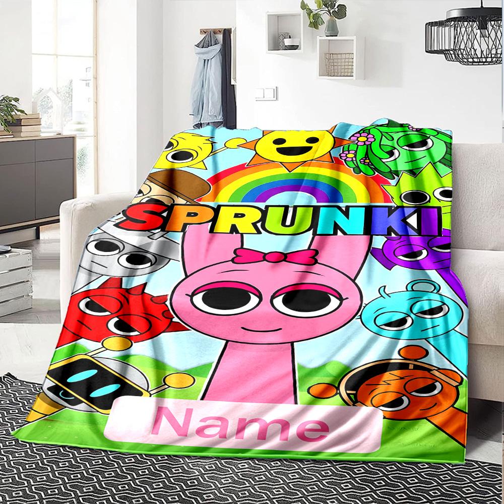 Customizable SPRUNKI1 Throw Blanket – Personalized Name, All-Season Cozy Snug Blanket, Machine Washable, Personalized Blanket