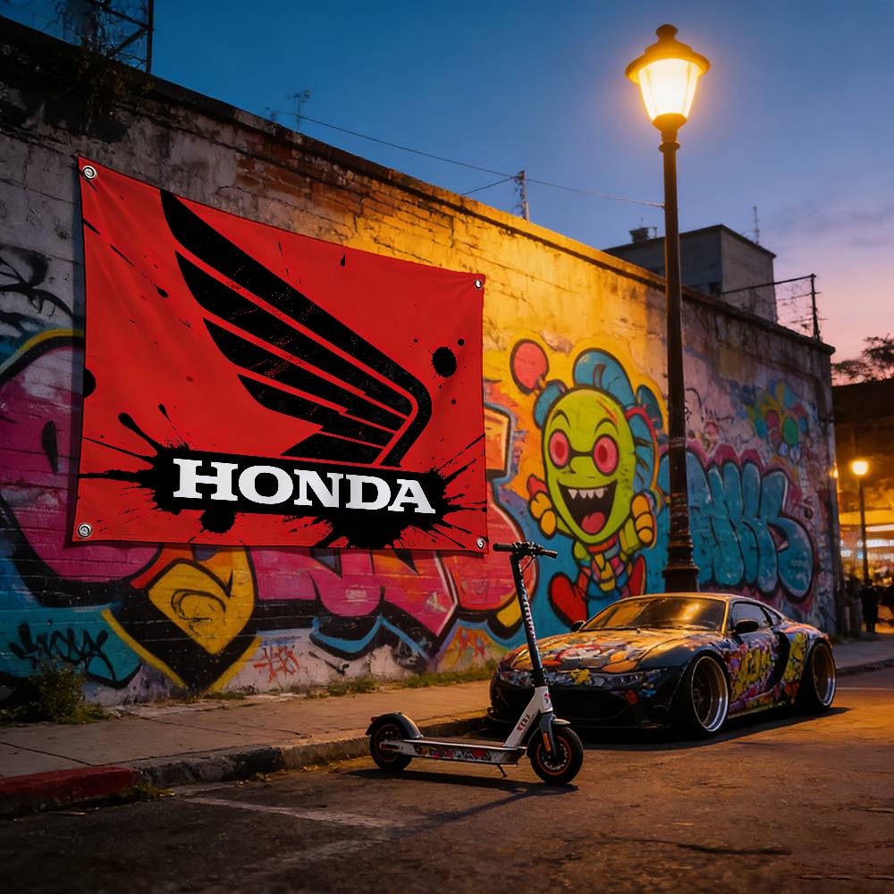 FVE1 Motorcycle For HONDA Premium Flag 120g Polyester Eco Friendly Print Waterproof Wear Resistant Home Party Decor Banner