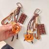 Yogodlns Alkali Water Bread Bagel Bag Pendant Cute Chocolate Woven Rope Pendant Bags Accessories