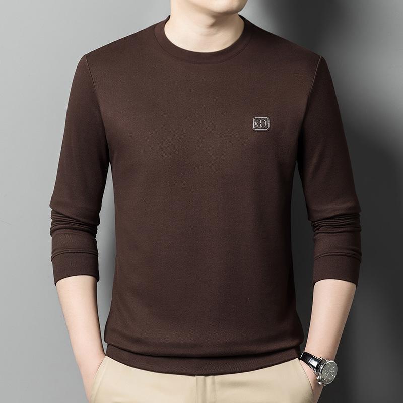 Мужские толстовки с длинными рукавами, новые цветные топы с круглым вырезом, осенние и зимние рубашки, деловая мужская одежда