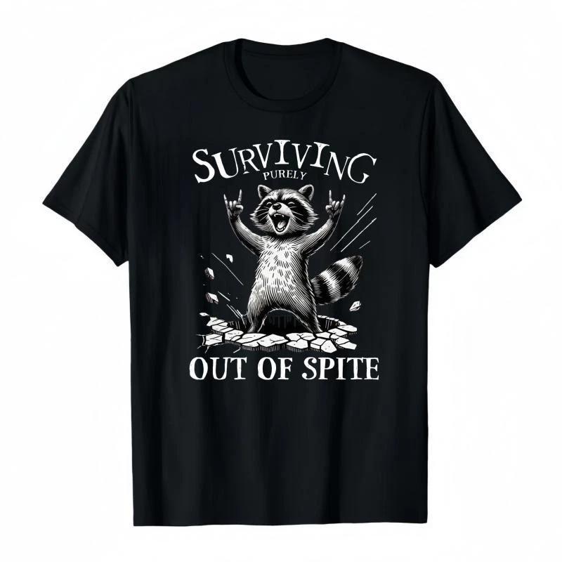 Funny Surviving Pretty Much Out of Spite Graphic T-Shirt Dark Red Casual Tee
