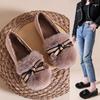 Mao Mao Outer Wear Flat Shoes Women's Winter New High-end Plush Warm Beanie Shoes Bow Cotton Shoes