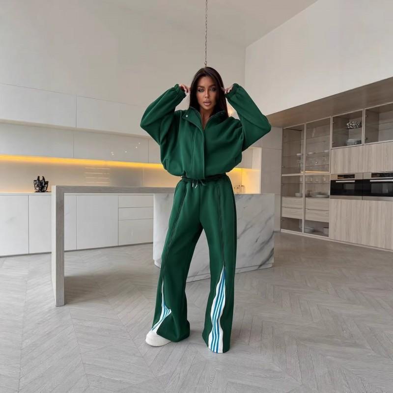2026 Женский повседневный комплект из 2 предметов Colorblock Худи Прямые брюки Streetwear