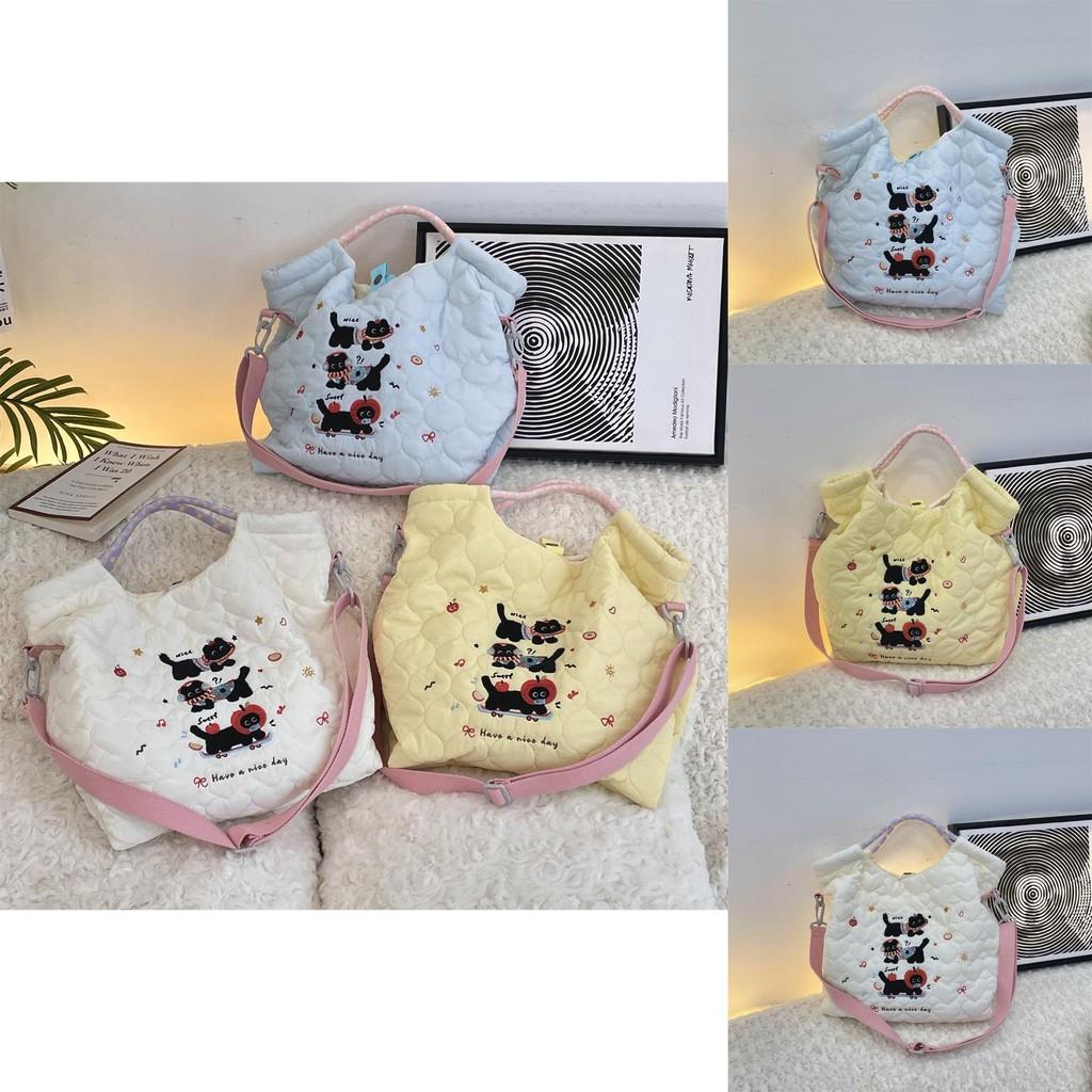 Вышитая Элегантная Сумка-Тоут с Черным Котом Большой Вместимости, Универсальная