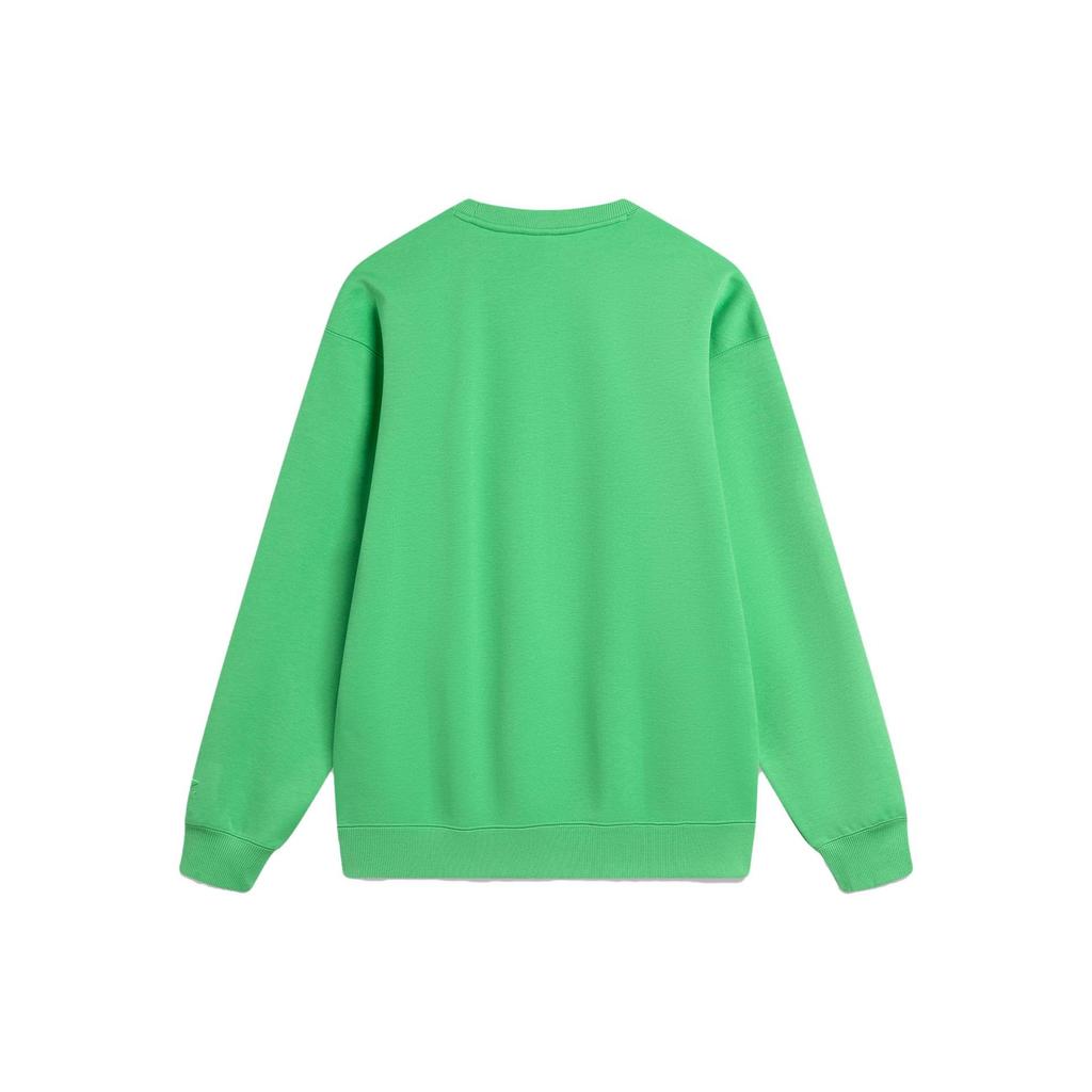 Li Ning X Disney Collaboration Hugging Dragon Series Long Sleeve Round Neck Loose Fleece Sweatshirt Unisex Sweatshirt Secret-Realm-Green AWDU497-5