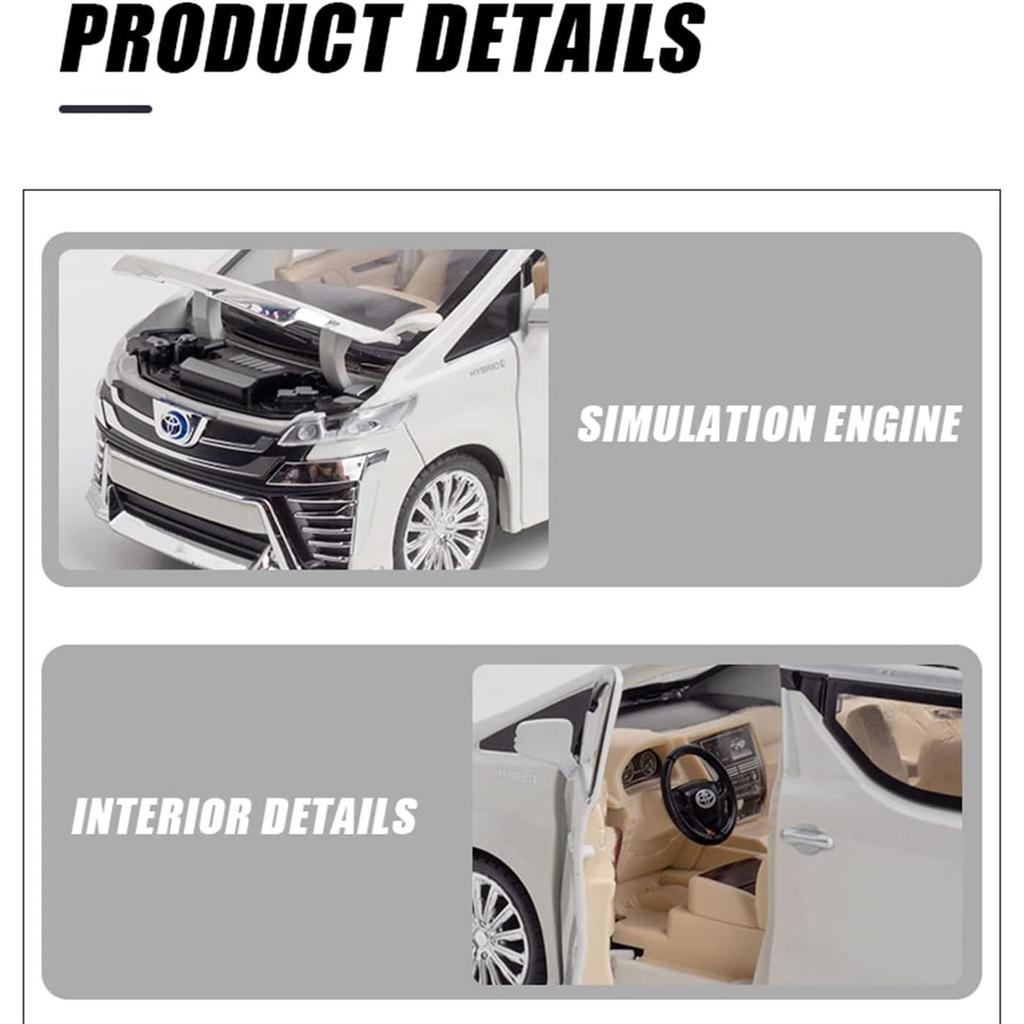 1/24 масштаб Vellfire MPV, литая под давлением модель автомобиля, игрушечный автомобиль с откатным механизмом, звуком и светом для детей, коллекция подарков для мальчиков и девочек