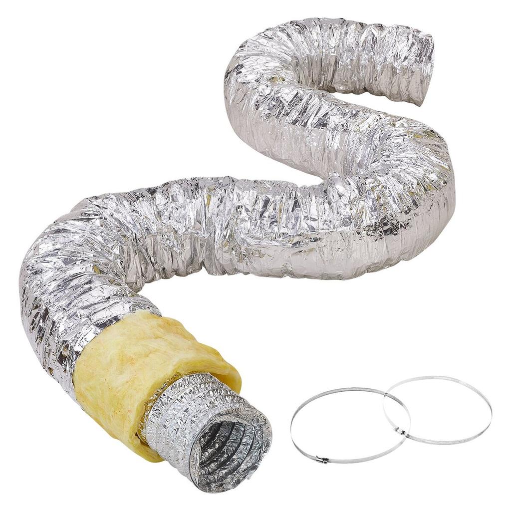 Dryer Vent Hose, 127MM Insulated Flexible Duct 7.62M Long with 2 Duct Clamps, Heavy-Duty Three Layer Protection for HVAC Heating Cooling Ventilation
